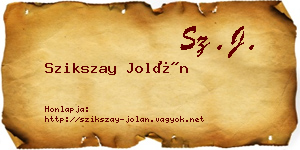 Szikszay Jolán névjegykártya