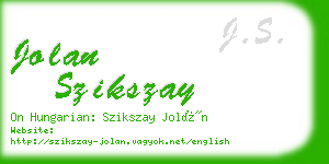 jolan szikszay business card